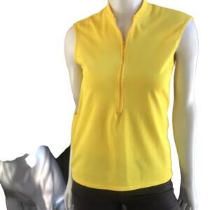 Performance 1/2 Zip Cycling Biking Tank with Pockets Yellow Women's Size Small